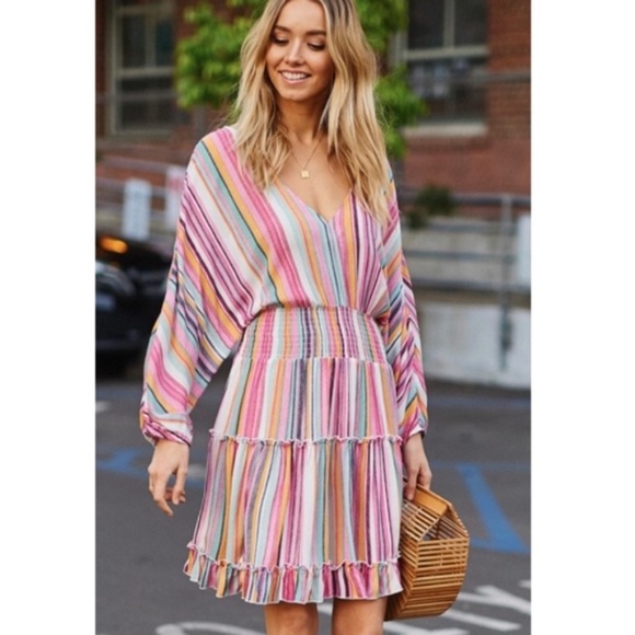 KENDALL Multicolor stripes Tiered Dress - Picture 3 of 5